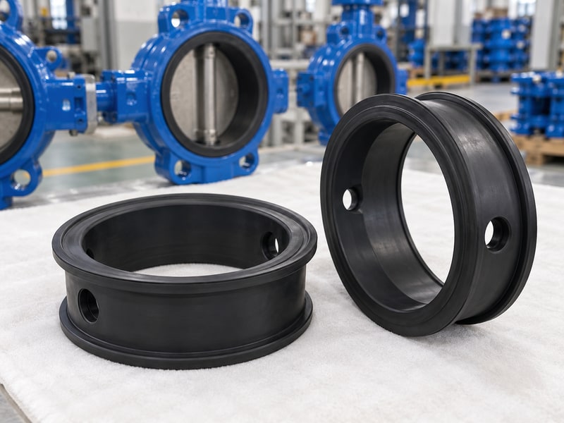 butterfly valve manufacturing process — complete black resilient seat sleeves