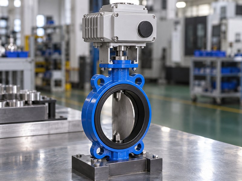 butterfly valve news: electric actuator and wafer butterfly valve assembly
