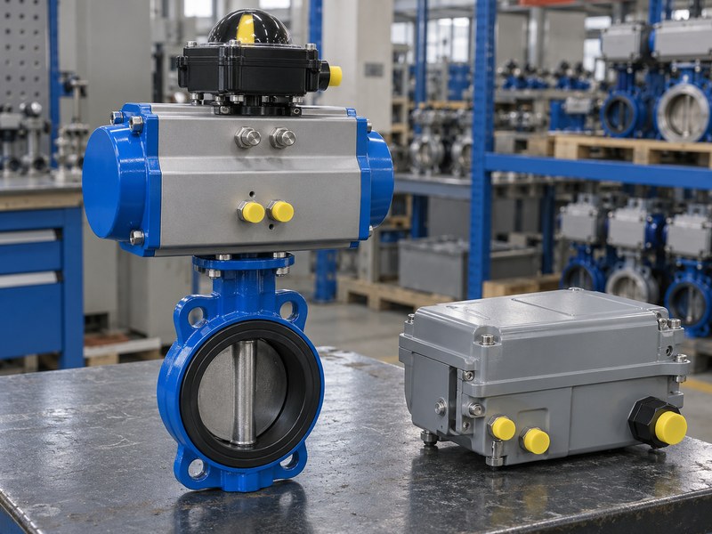 butterfly valve news: pneumatic drive with feedback housing and separate positioner