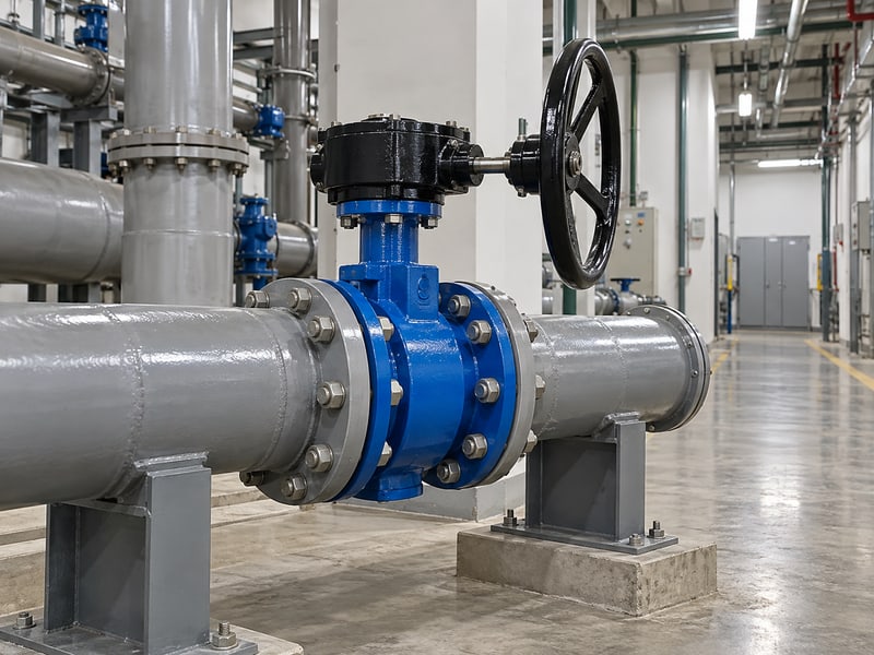butterfly valve orientation: handwheel beside clear access space and supported pipework