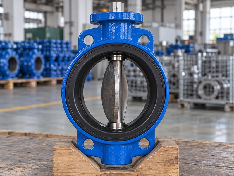 butterfly valve orientation: exposed shaft drive and partly open disc
