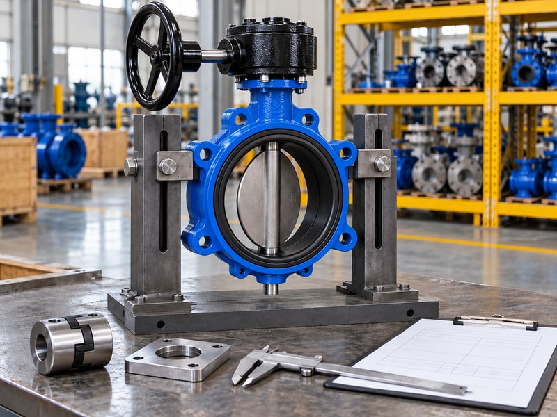 butterfly valve preferred flow direction: illustrative gear-operated valve and separate coupling parts during an operating torque review
