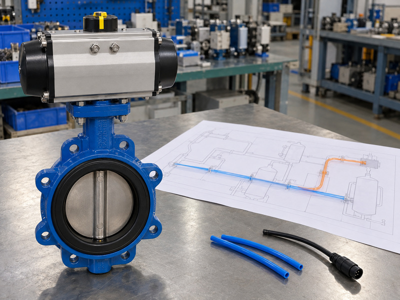 Pneumatic valve and highlighted drawing routes for butterfly valve schematic symbol review