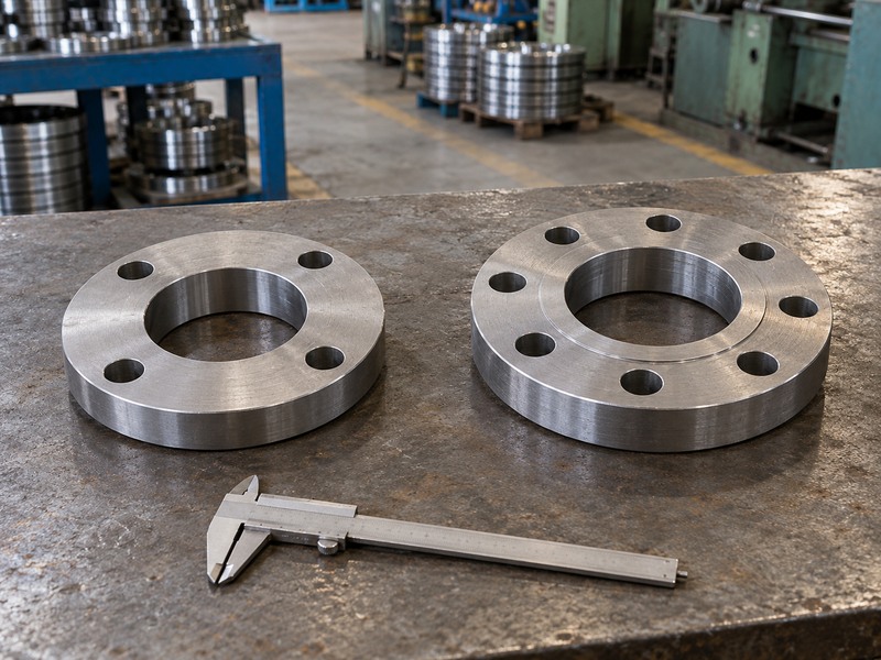 Separate four-hole and eight-hole pipe flanges