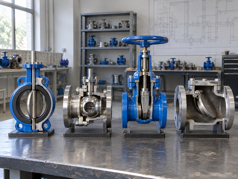 Educational butterfly, ball, gate and swing-check cutaways compared during butterfly valve symbol review