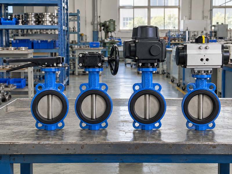 Manual, geared, electric and pneumatic operators compared for butterfly valve symbol interpretation