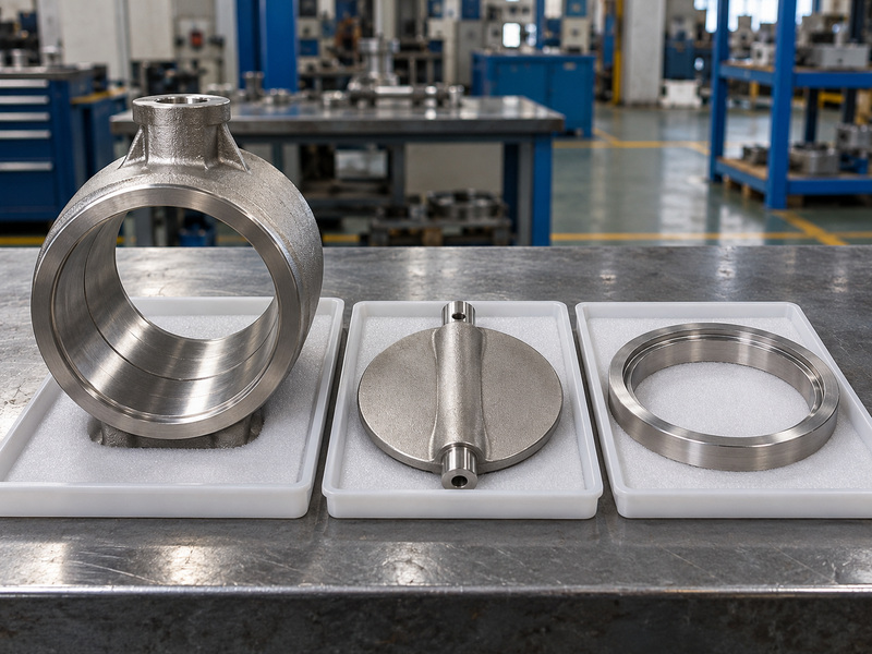 Illustrative bw type metal to metal seated butterfly valve manufacturer component review with an empty plain-ended body, a detached disc with a diametral hub, and a separate protected metal ring.