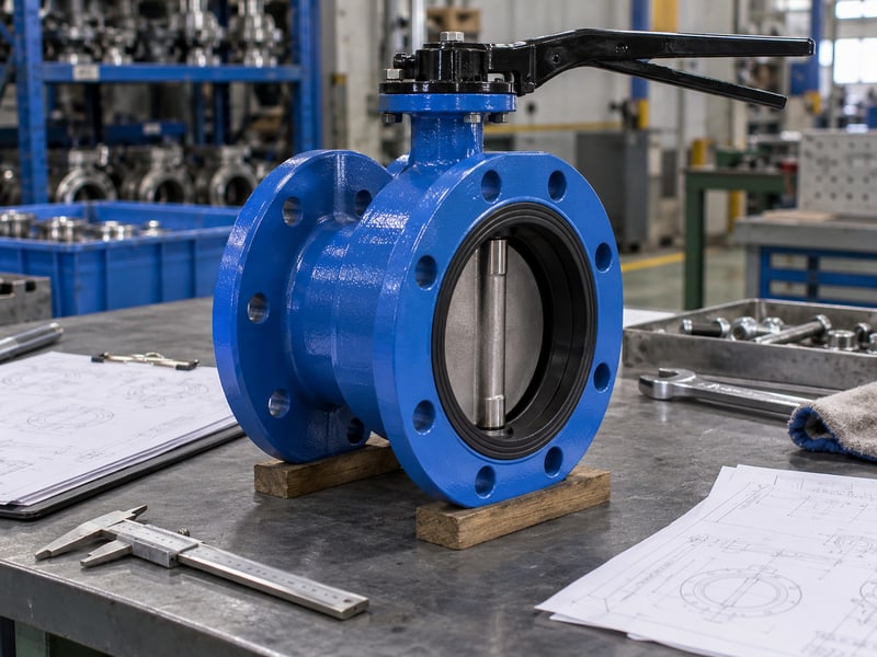 ce certification u section butterfly valve: illustrative short-flanged valve and configuration drawings at a model-specific document review desk