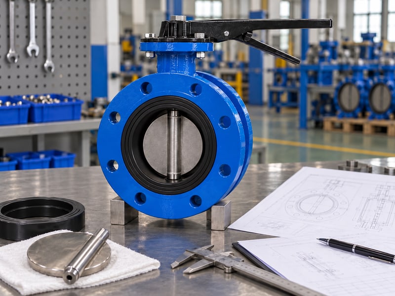 ce certification u section butterfly valve: illustrative short-flanged valve and configuration drawings at a model-specific document review desk