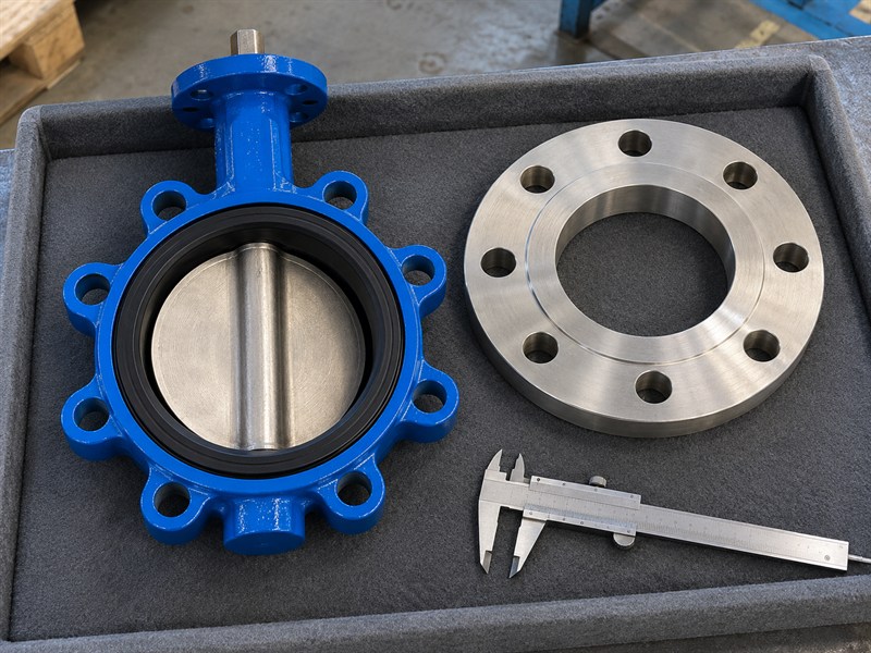 Separate mating flange and supported valve for a JIS fit check