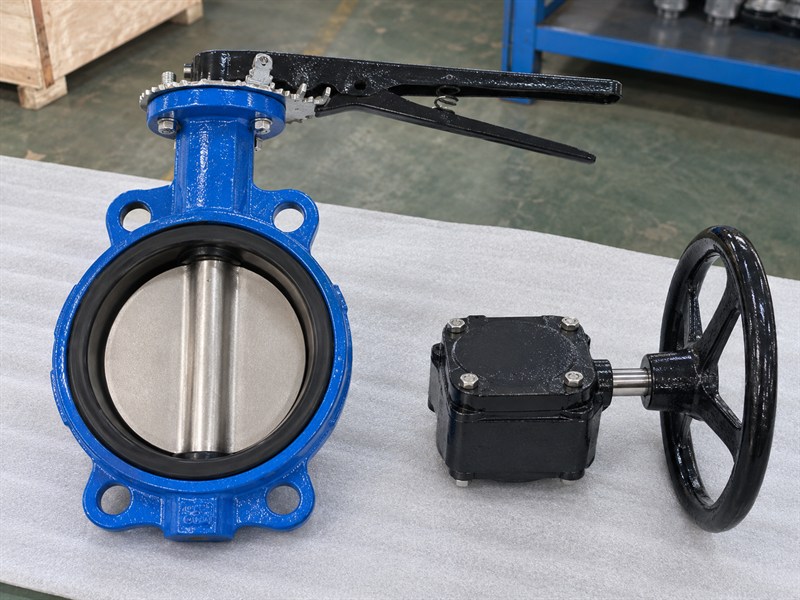 Manual operator beside a supported concentric butterfly valve