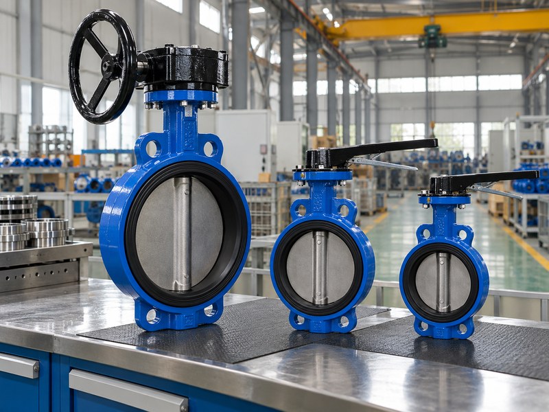 china butterfly valve manufacturer: illustrative valve assembly and inspection benches.