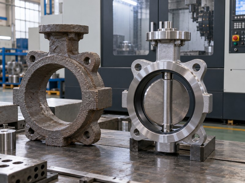 china butterfly valve manufacturer: casting and machined valve body for process review.