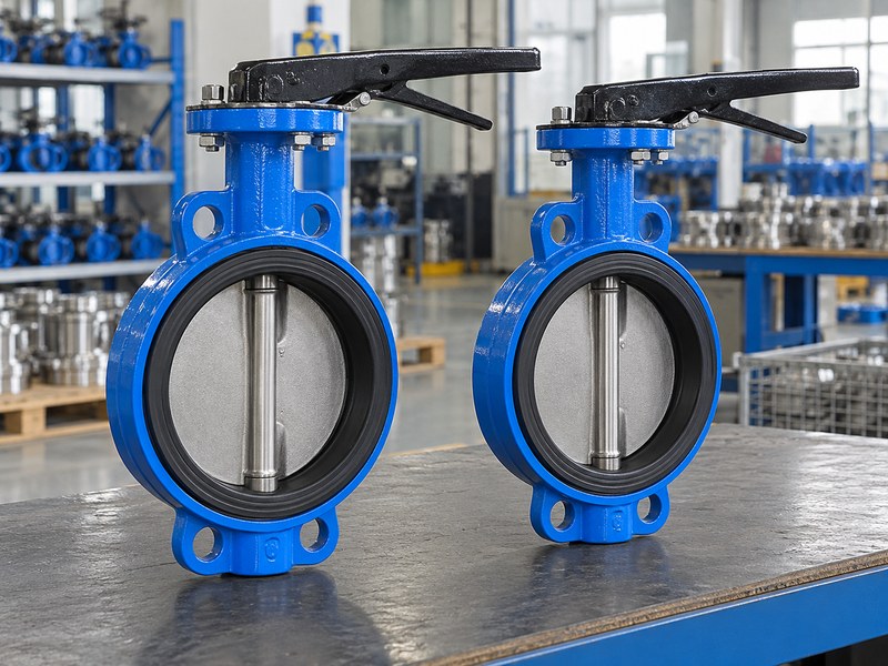 china butterfly valve manufacturer: two sample assemblies for revision comparison.