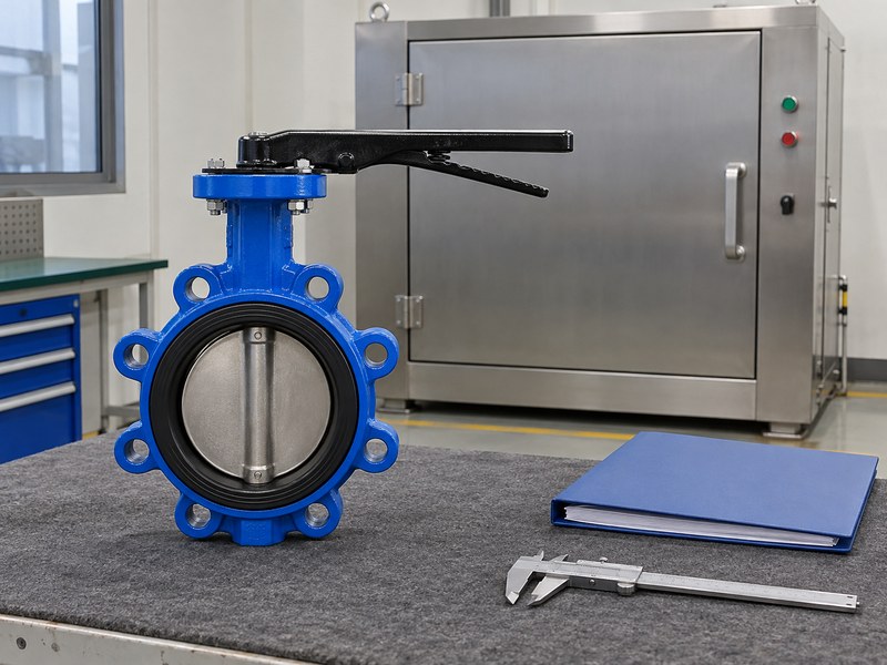 china butterfly valve manufacturer: disconnected valve and closed cabinet before acceptance inspection.