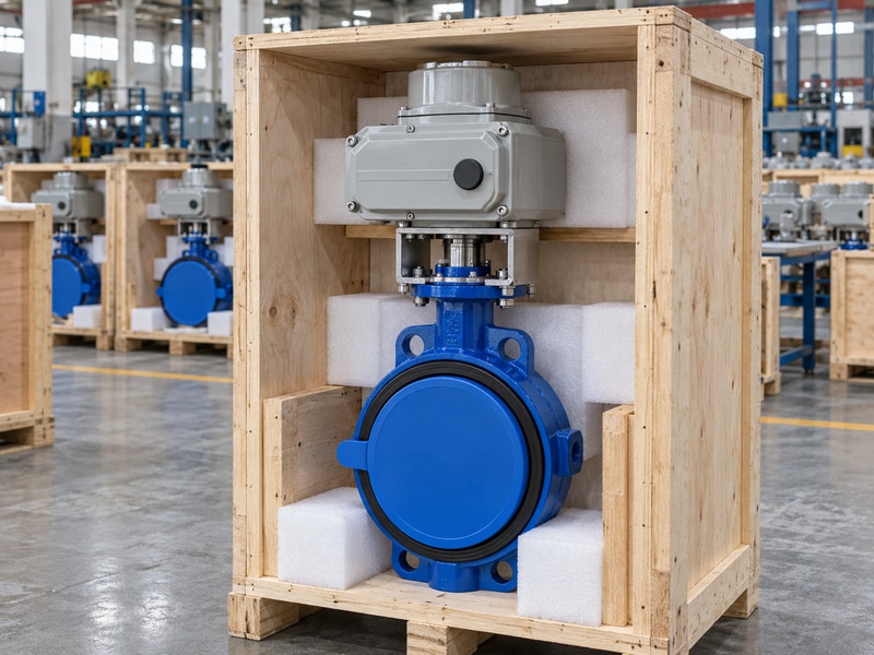 china electrically operated butterfly valve manufacturers shipment sample with protected openings and packing supports