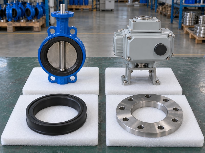 china electrically operated butterfly valve manufacturers comparison matrix of valve body, electric actuator, spare seat and flange
