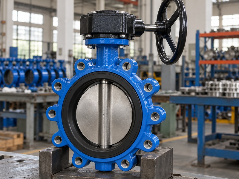 di lug type butterfly valve handwheel: cast lug-body sample and enclosed manual gearbox