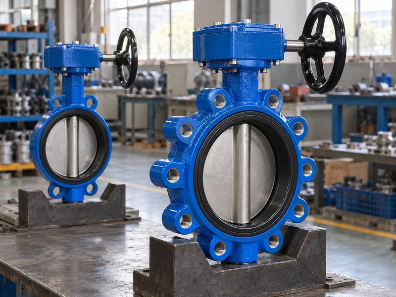 di lug type butterfly valve handwheel: separate lug and wafer samples showing different body interfaces