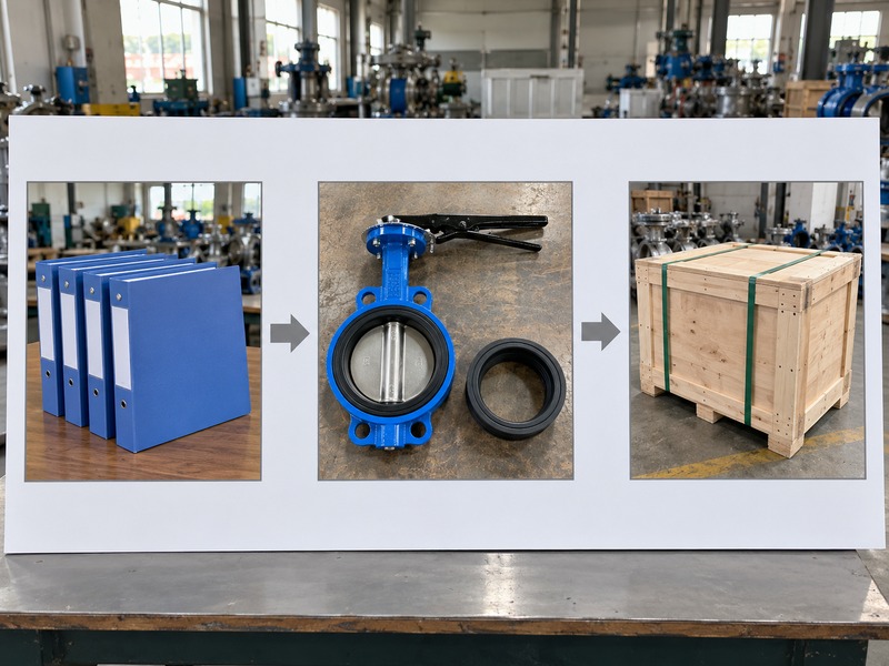 dn80 butterfly valve — three-stage photographic quotation and configuration review flow