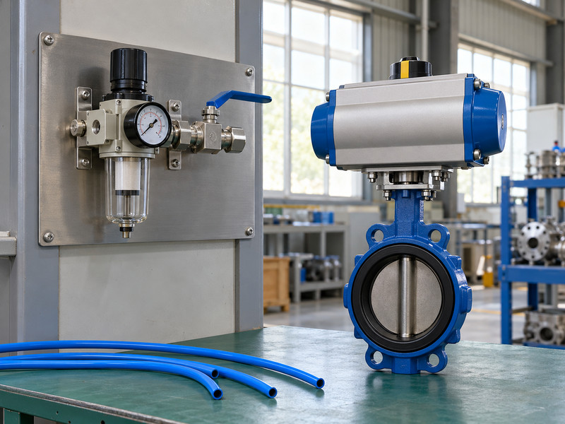 double acting actuator for butterfly valve systems: Instrument-air preparation panel