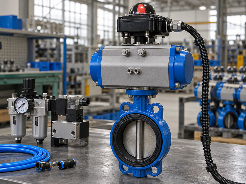 double acting actuator for butterfly valve systems: Actuator position feedback enclosure