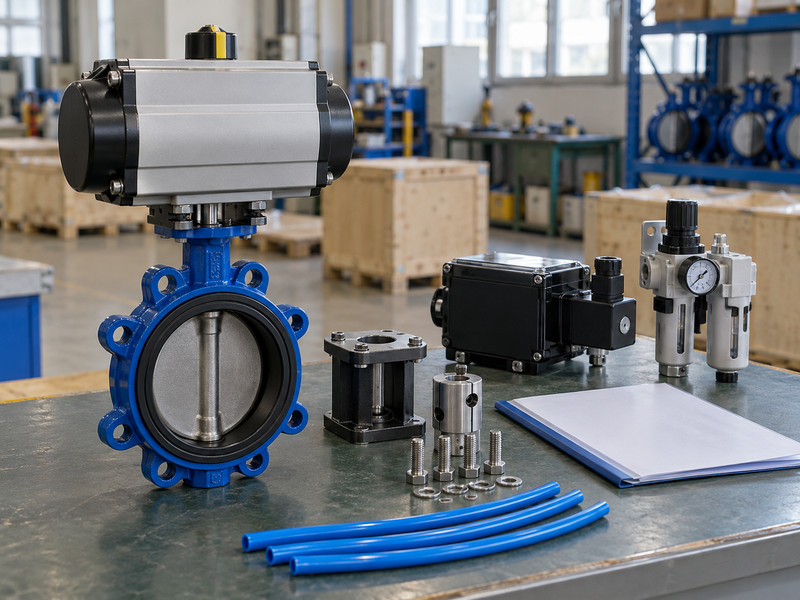 double acting actuator for butterfly valve systems: Valve assembly and handover spare parts