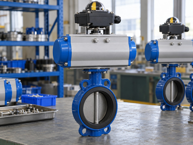 double acting butterfly valve: Actuator feedback enclosure on a valve assembly