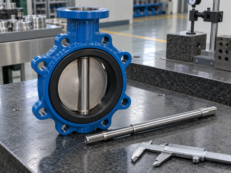 double acting butterfly valve factories: Valve shaft and dimensional inspection tools