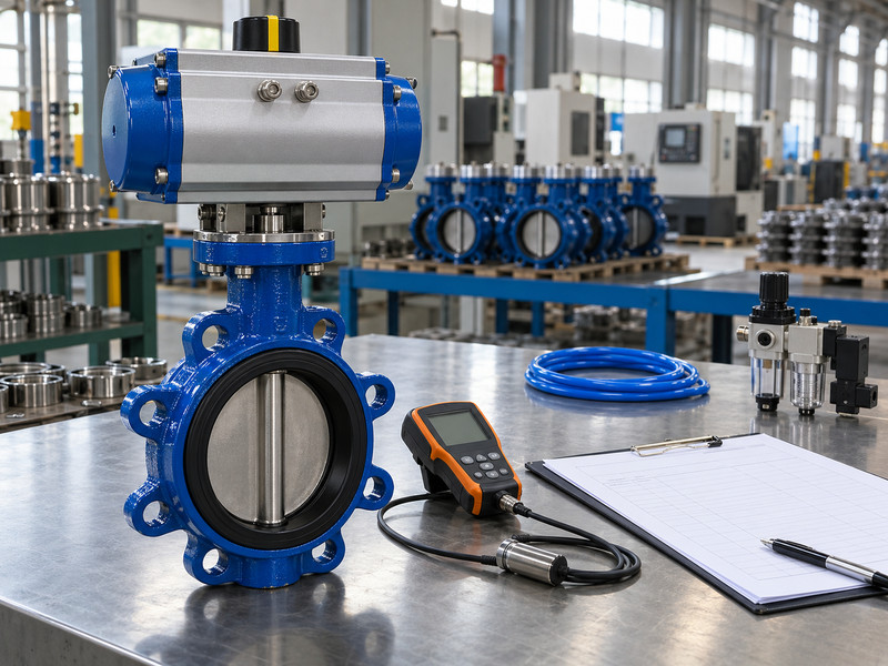 double acting butterfly valve factory: Valve and inspection instruments beside records