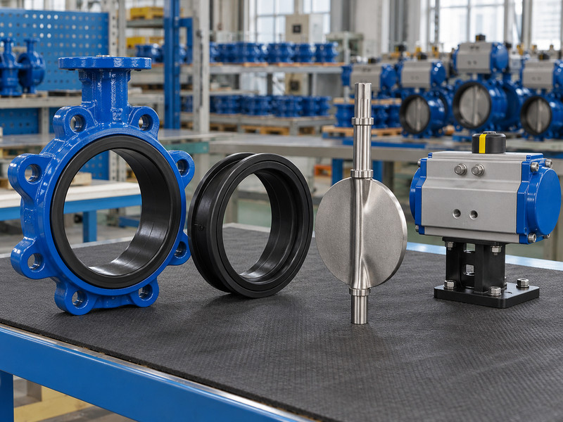 double acting butterfly valve manufacturers: Valve disc, shaft, body and elastomer seat