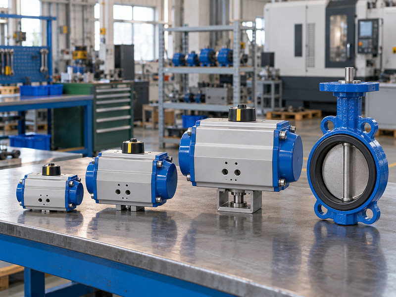 double acting pneumatic actuator butterfly valve: Actuator sizes compared with a valve