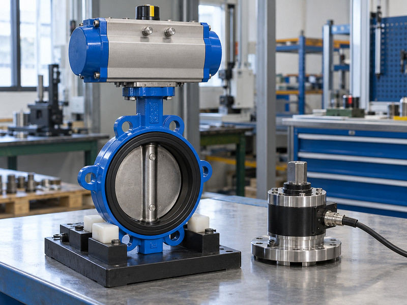 double acting pneumatic actuator butterfly valve: Valve and torque measuring equipment