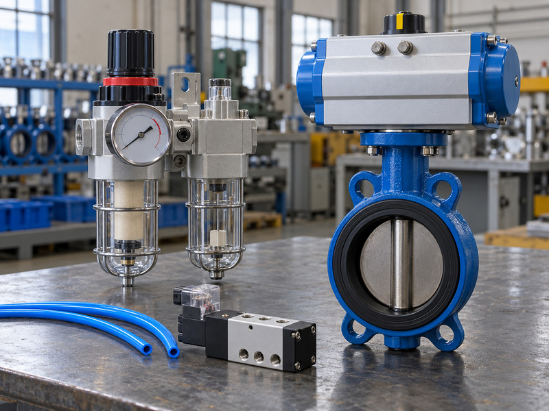double acting pneumatic butterfly valve: Industrial air filter and pressure regulator