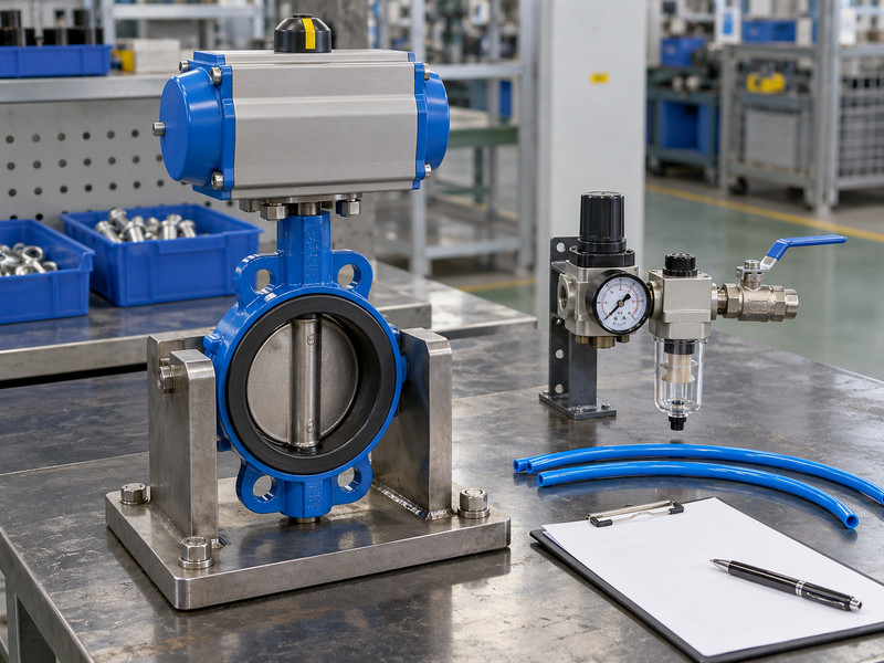 double acting pneumatic butterfly valve: Isolated pneumatic valve commissioning bench