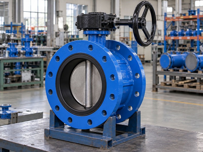 double flange butterfly valve with handwheel: unconnected double-flanged sample for water-service review