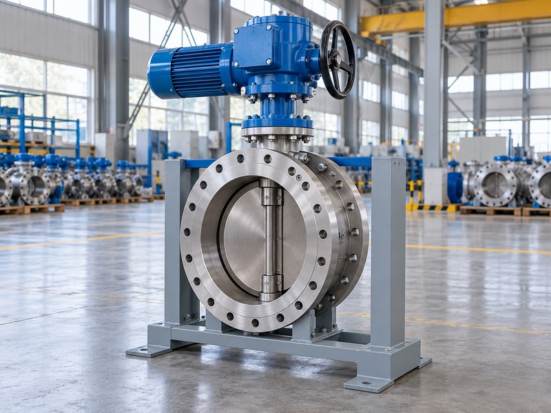 Offline valve operator mounted on a fixture with visible access space