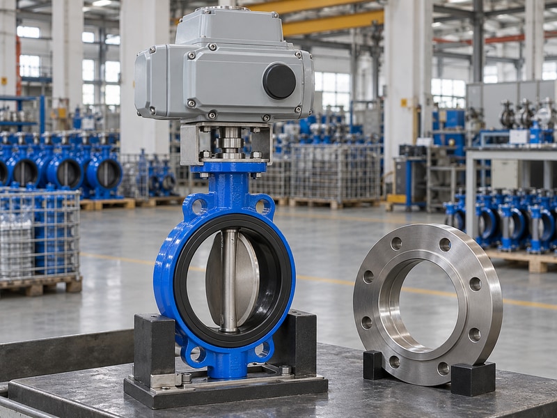 electric operated butterfly valve disc clearance checked on a dry bench