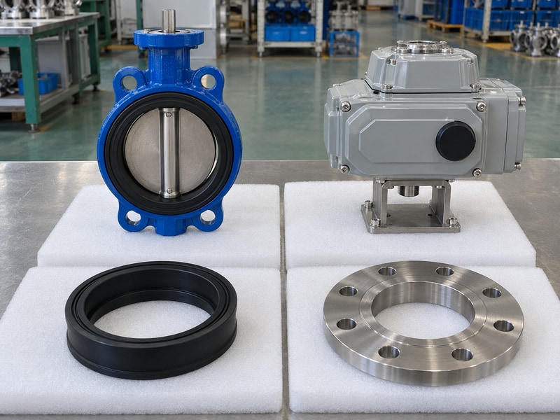 electric operated butterfly valve comparison matrix of valve body, electric actuator, spare seat and flange