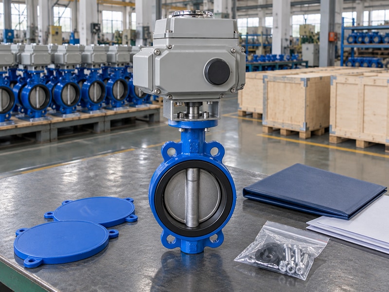 electric operated butterfly valve exporter assembly with separate opening covers and final document folders