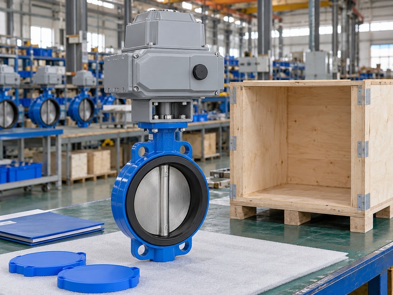 electric operated butterfly valve exporter assembly and packing milestone in the factory
