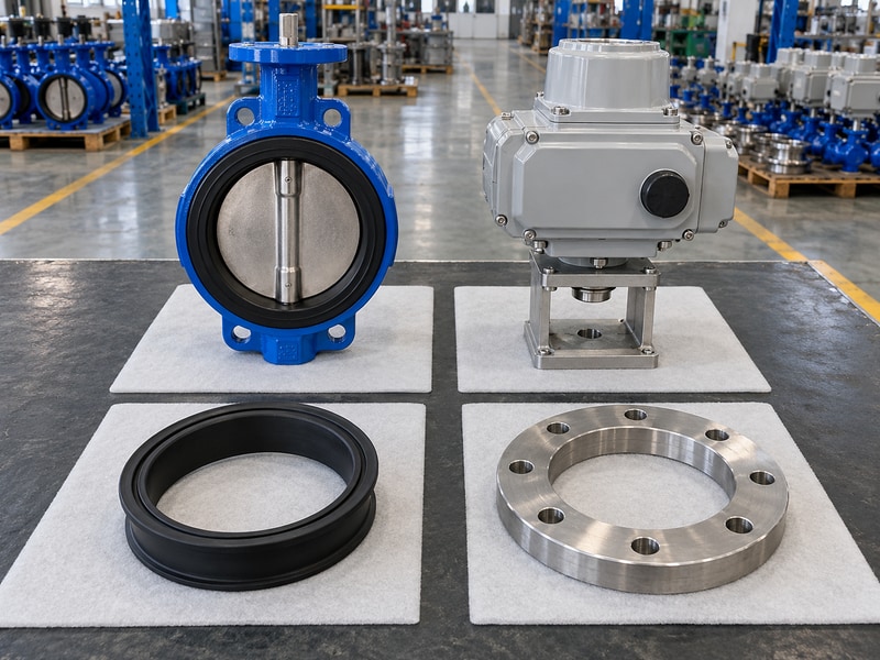 electric operated butterfly valve exporter comparison matrix of valve body, electric actuator, spare seat and flange