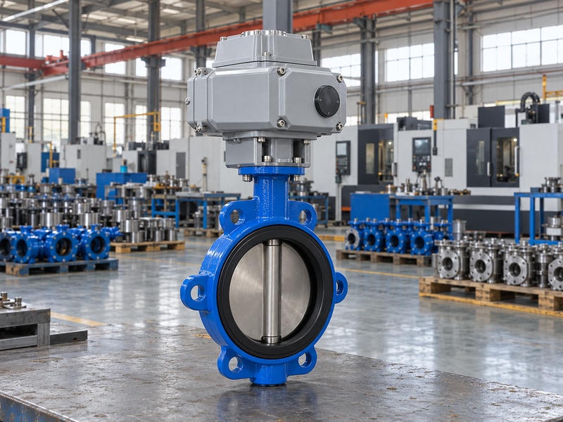 electric operated butterfly valve factories manufacturing audit sample on inspection bench