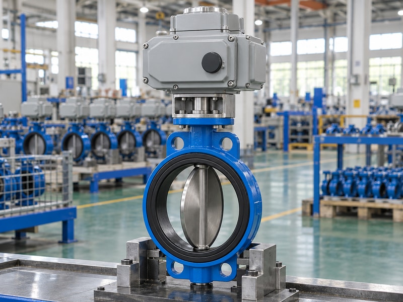 electric operated butterfly valve factories seat and stainless disc in a clean assembly fixture