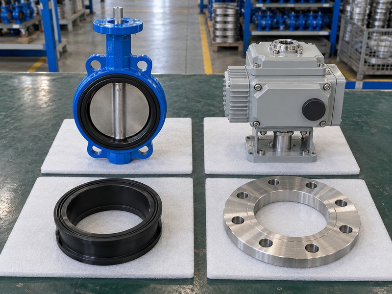 electric operated butterfly valve factories comparison matrix of valve body, electric actuator, spare seat and flange