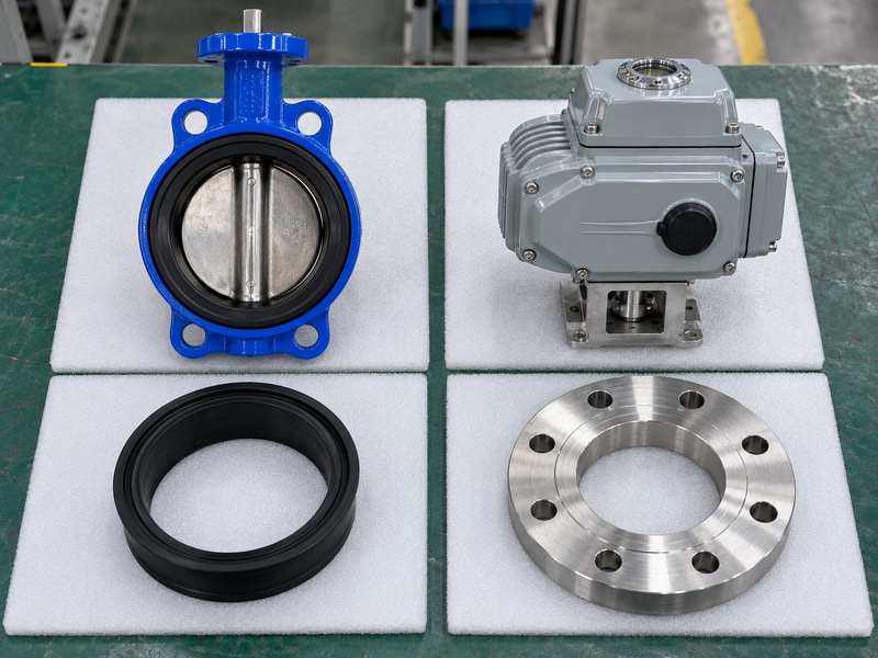 electric operated butterfly valve supplier comparison matrix of valve body, electric actuator, spare seat and flange