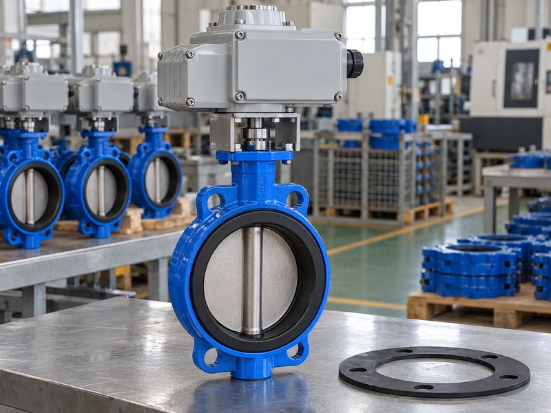 electric operated wafer butterfly valve integral black seat and separate gasket arrangement