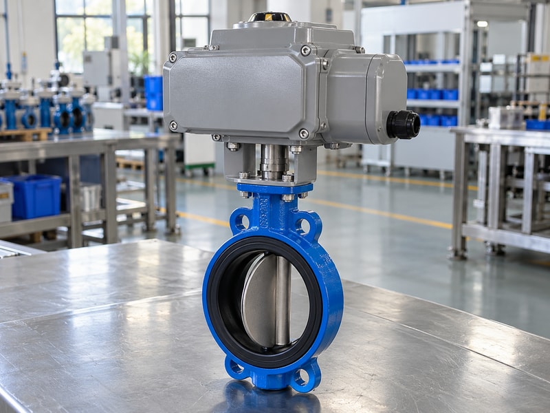 electric spring return butterfly valve: valve with an enclosed electric operator