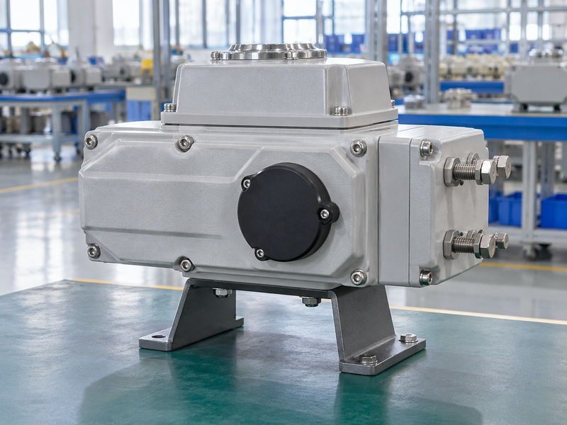 Exterior travel-stop area of an offline electric actuator with intact covers