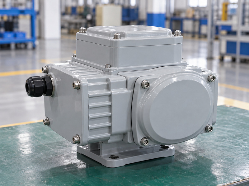 Electric actuator housing and cable-entry fitting prepared for inspection